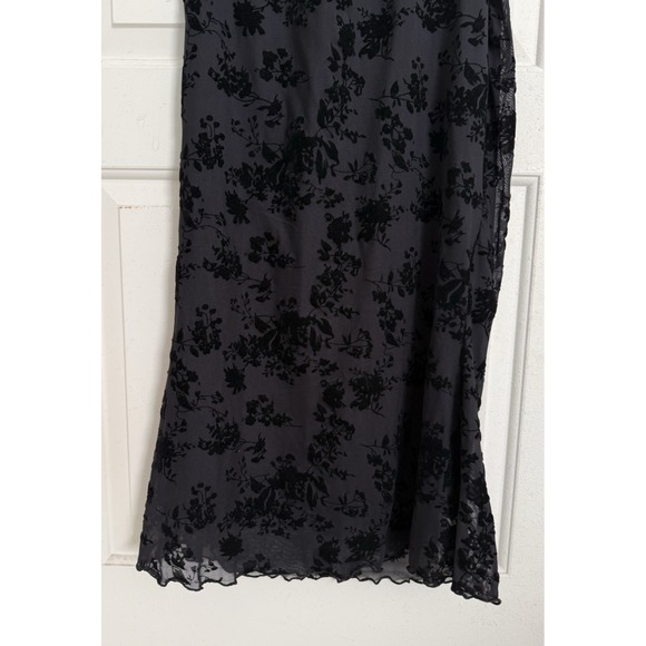 Y2K Style Black Sheer Floral Burnout Lace Midi Slip Dress Goth Prom whimsy XL - Picture 7 of 14